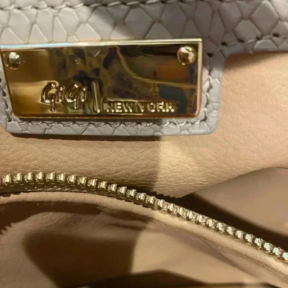 GiGi New York Snake skin Embossed Large Tote, color Taupe - Picture 6 of 9